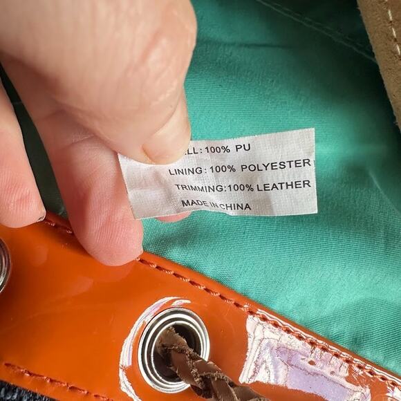 Harper Ave Orange Cream Patent Vinyl Leather Trim Backpack Bag Travel Diaper Bag main image 4